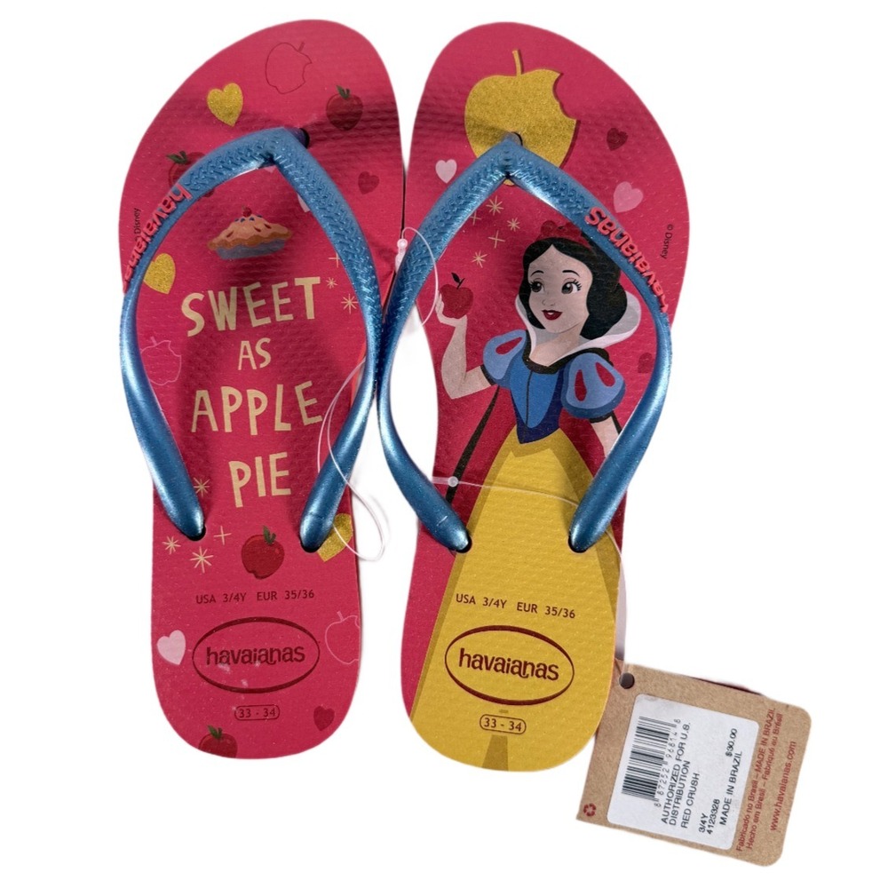 Havaianas Girls Disney Princess Flip Flop Sandals‎ Snow White Size 3Y / 4Y SLIM